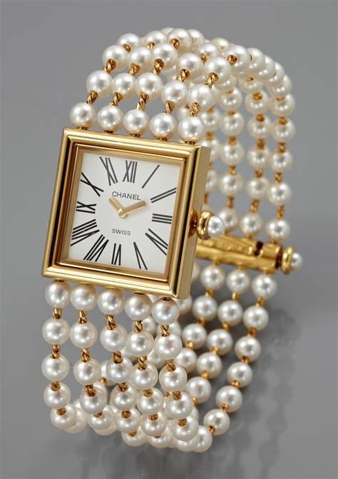 chanel pearl bracelet watch|chanel cuff bracelet women.